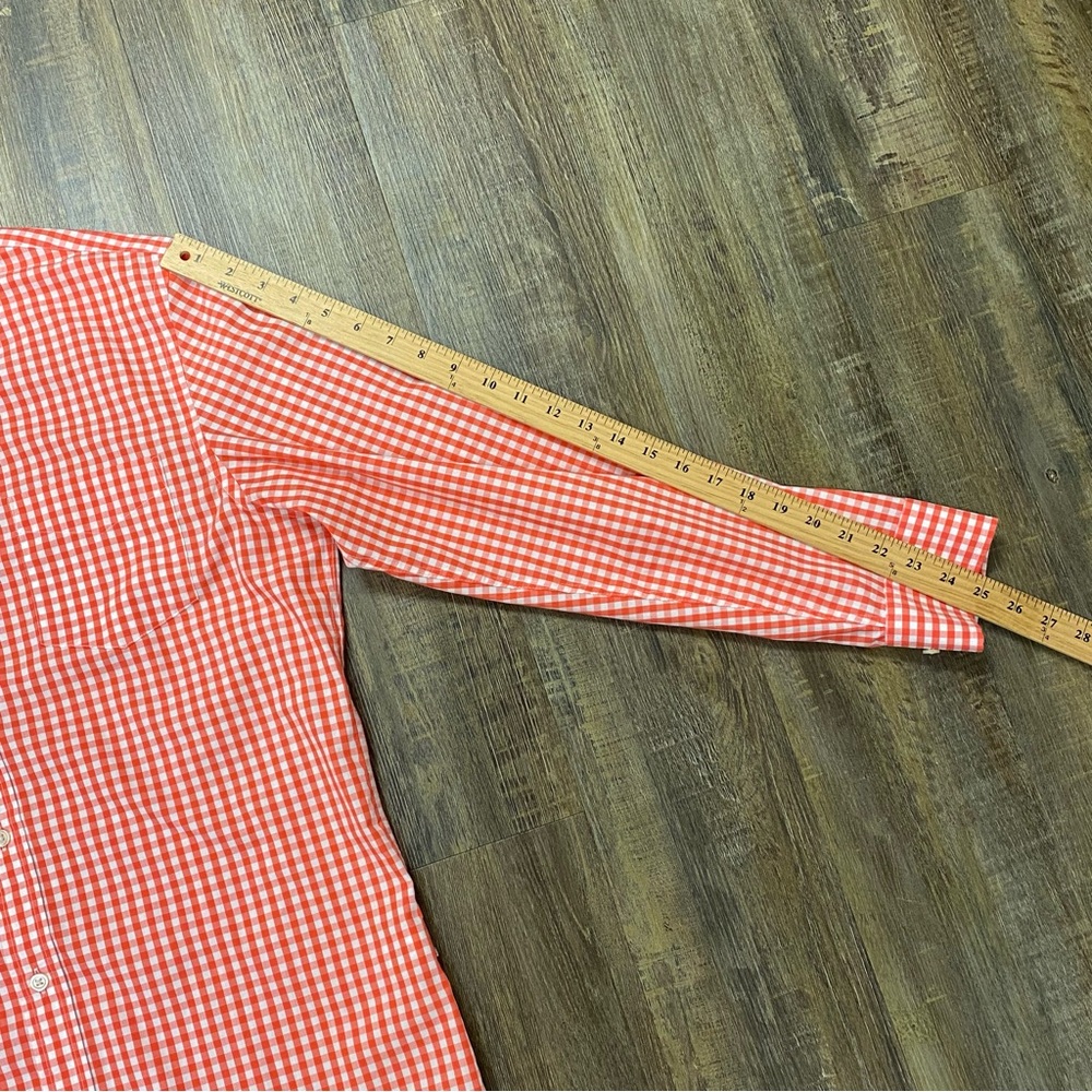 Banana‎ Republic Men's Orange Checkered Non Iron Tailored Slim Shirt 16-16 1/2 - Picture 12 of 14